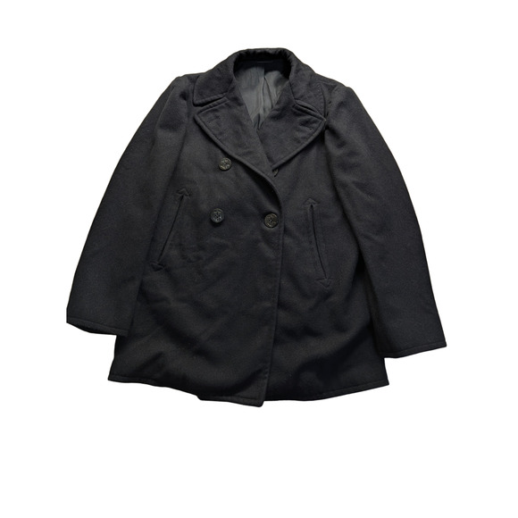 100% Wool AUTH NAVY Peacoat, -M 38R-Overcoat All Buttons attached - Picture 1 of 7